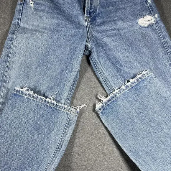 AGOLDE 90s Mid Rise Womens Size 23 LightWash Distressed cut#62170 style#A069C811 - Picture 6 of 9